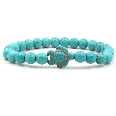 China New FASHIONABLE Turquoise Turquoise Turquoise Green Unisex Volcanic Stone Turquoise White Variety Natural Stone Elastic Bracelets Turtle for sale