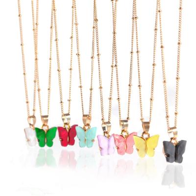 China Wholesale Cute Design Fashion Accessories Gold Plated Colorful Girlfriend Gift Jewelry Necklace For Women for sale