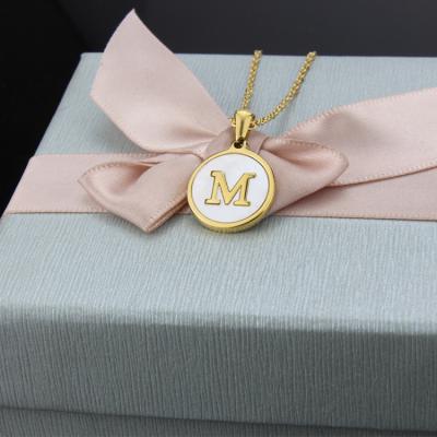 China New Bohemian Initial Letter A-Z Pendant Necklace Stainless Steel Charm Necklace With Gold Chain for sale