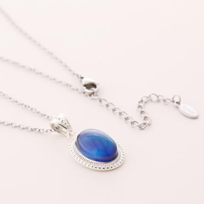 China 2021 BOHEMIA Gift Stainless Steel Chain Rhodium Plated Mood Stone Top Selling Pendant Necklace For Women for sale