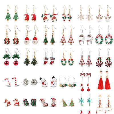 China FASHIONABLE Wholesale Epoxy Copper Hook Christmas Elk Snowflake Christmas Ornament Tree Dangle Earrings for sale