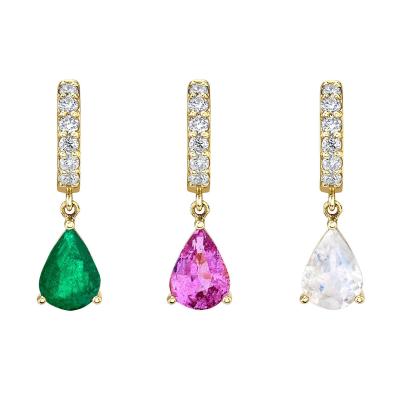 China TRENDY 18K Gold Plated New Water Drop Dangle Earrings Zircon Micro-inlaid Brass Earrings For Women Girls for sale