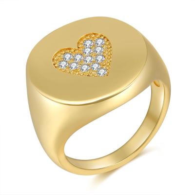 China Hot Selling TRENDY Ring Rose Red Zircon Love Heart Fashion Statement 18k Gold Color Retention Rings High End Jewelry For Women for sale