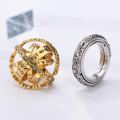 China Fashionable Retro German Type Creative Astronomical Flip Ball Ball Rings Deformation Universe Couple Ring for sale