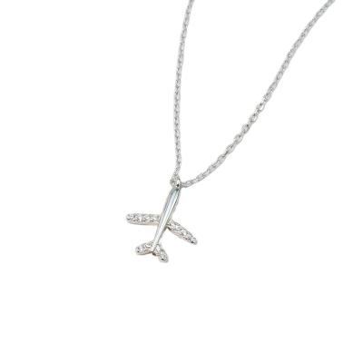 China Nickel free; Design Lead Free 925 Flat Necklace Fashion Sterling Silver Cubic Zirconia Airplane Pendant Necklace Jewelry for sale