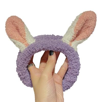 China Sports Smart Casual Yoga Hair Band Net Red Rabbit Ears Plush Bow Washing Cat Ears Face Headband Hair Accessories For Women Girls for sale