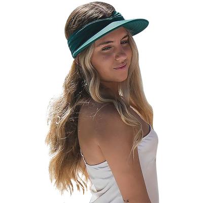 China Women's Summer Hollow Big Brim Beach Hat Sun Visor Hats COMMON Empty Ponytail UV Top Elastic Hats for sale