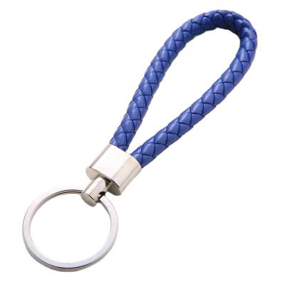 China Durable Leather Braided Woven Key Chain Rope Rings DIY Circle Pendant Key Chains Bag Accessories Holder Car Key Rings for sale