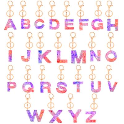 China Custom Resin+ Zinc Alloy Fashion Design Letter Acrylic Gold Plated Alphabet Chain Charm Key Chain With Clasp for sale