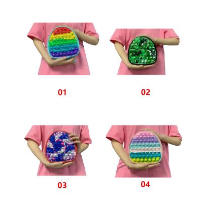 China Toy Mini Kids Schoolbag Push Bubble Relaxing Silicone Relaxing Busy Person Educational Sensory Backpack for sale