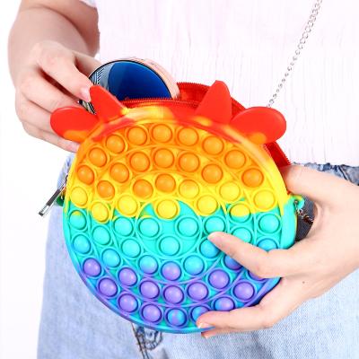 China 2021 New Funny Educational Toy Women Push Bubble Busy Person Purse Stress Reliever Sensory Messenger Bags Toy Tote Purse for sale