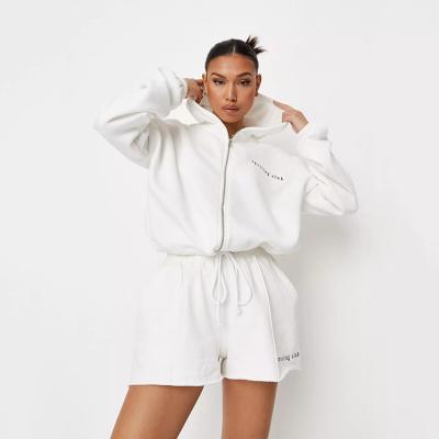 China Oversized Hoodies Women's QUICK DRY Organic Cotton Sweatshirts And Zipper Pullover Shorts Set Women for sale