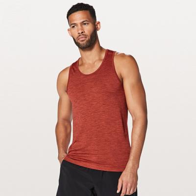 China Hot Sale Lightweight Men's Fitness Gym Quick Dry Singlet Brown Tank Top Anti-Shrink For Training for sale