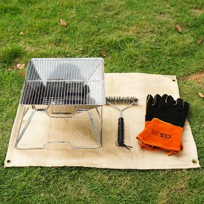 China Ignite Retarding Temperature Resistant BBQ Grill Fireplace Insulation Protective Cloth Outdoor Camping Picnic Fireproof Mat for sale