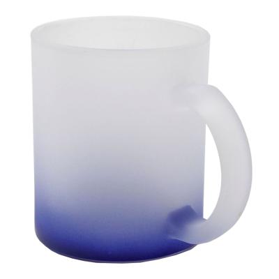 China Viable Color 11oz Gradient Frosted Mug Heat Transfer Sublimation Coating Glass Mug for sale