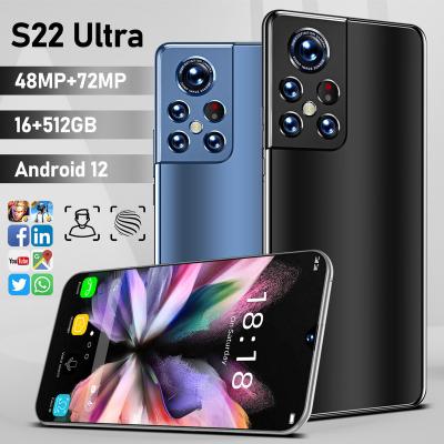 China Dual SIM Card Hot Sale 6.9inch S22 u1tra Smart Phone 2022 Finger/Face Mobile Phone 16GB+512GB Full Screen Unlock Phone for sale