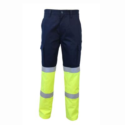 China Vis Reflective Safety Pants Custom Cotton Hi Work Pants Multi Pockets Mens Cargo Pants for sale