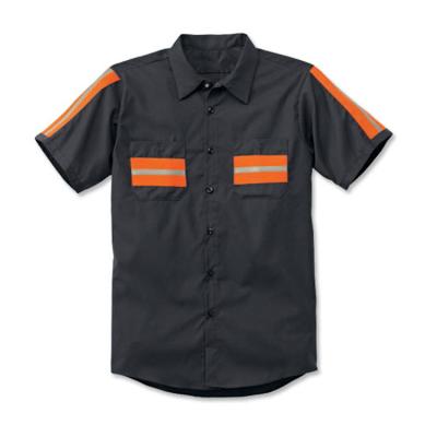 China Busniess Field Black Reflective Mechanic Industrial Working Shirt With 2 Inch Reflective Strips for sale