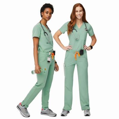 China Hospital& Clinic Design Fashionable Label Nurse Tops Sets Custom Medical Nursing Scrub Uniforms Sets for sale