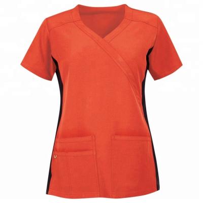 China Hospital Anti-Shrink Uniform Scrubs Tops Unisex Women's Suit Designs For Men Orange Scrubs for sale