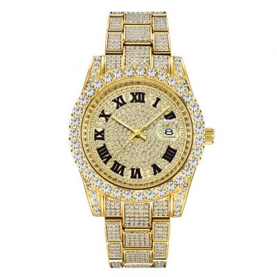 China Automatic Date Men's Bust Full Bottom Hip Hop Watches Gold Ruby Diamond Watch Daiomand Replic Diamond Fast Track Dome Sapphire for sale