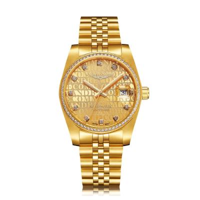 China Automatic Date Top Brand Luxury Male Watches Automatic Mechanical Men's Two Tone Gold White Rhinestone Silver And Gold Watch for sale