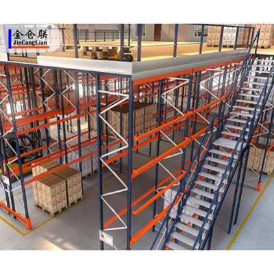 China Corrosion Protection Factory Storage Rack Steel Structure Pallet Racking Mezzanine Floor With Staircase for sale