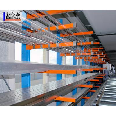 China Corrosion Protection Aluminum Profile Pipe Materials Storage Rack Long Roll Shaped Cantilever Rack for sale