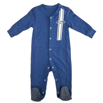 China 100% Cotton Baby Boy Footies Styles Blue Color Comfortable Warm Long Sleeve Overalls Long With Snap Button Opening for sale