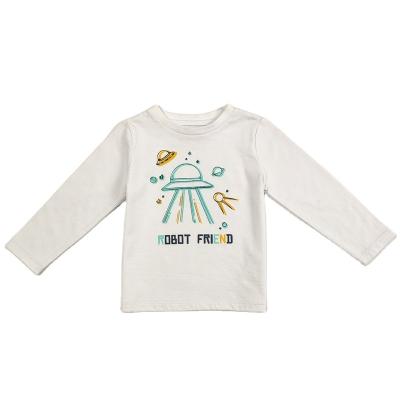 China Wholesale White Anti-wrinkle Long Sleeve T-shirt 2021 Kids Baby Boys And Girls T-shirt Cartoon Cotton Baby Clothing for sale