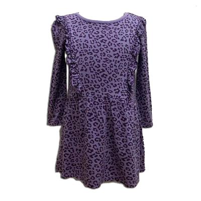 China Anti-wrinkle Summer Kids Dressing Gown Long Sleeve Girls Dresses Lace Leopard-print Skirts Short Dress For Girl Children for sale