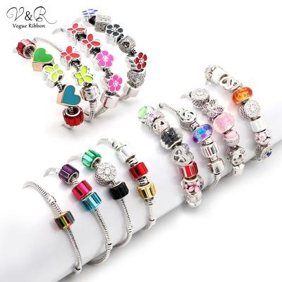 China V&R DIY Joyeria Fashion Jewelry Women Cartoon 925 Sterling Silver Bracelet Crystal Charm Bracelet for sale