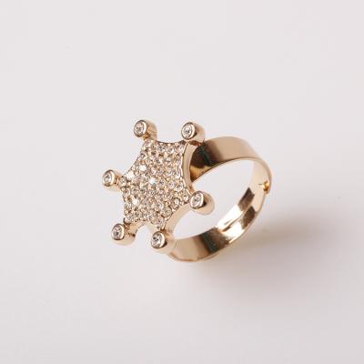 China Alloy Qingdao V&R Jewelry Fashion Jewelry 18K Gold Plated With Star Crystal Rhinestone Adjustable Ring for sale