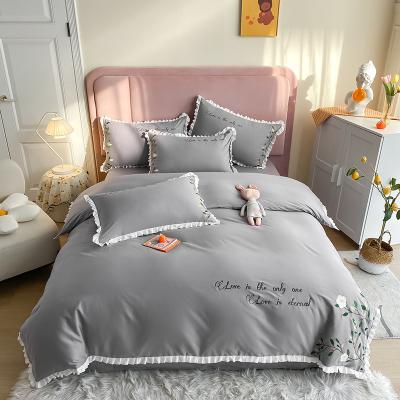 China Listing 100% Cotton Home Bedding Set Embroidery Bedding Four-Piece Set for sale