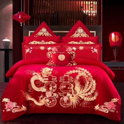 Китай New In 2021 Soft High-Quality 100% Cotton Embroidery Bed Set For Wedding продается