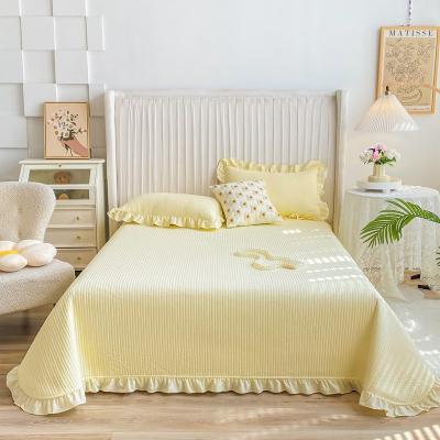 China Factory Direct Sales 40S Washed Cotton Lotus Leaf Edge  BANCY  Bed Cover Three-Piece Set for sale