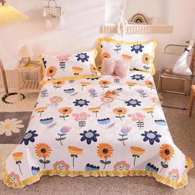 Κίνα wholesale 100% cotton ruffles quilted blanket bedspread pillowcase bed cover quilt bedding set προς πώληση