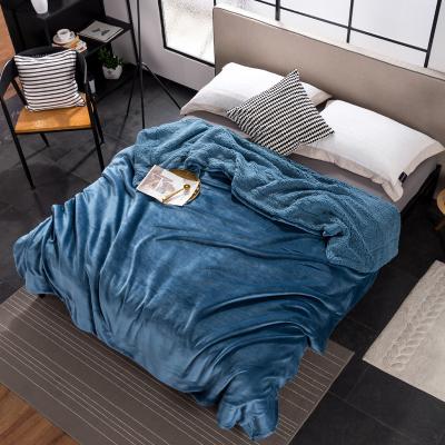 Κίνα Oversized Plush Throw Bed Blanket Flannel Fleece Blankets Fuzzy Sherpa Warm Navy Blue Fluffy προς πώληση