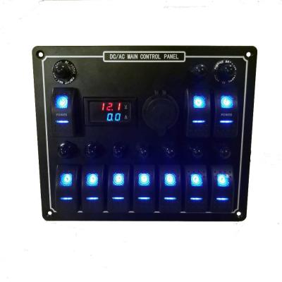 China Car/ship/RV/SUV/Ambulance Multifunction Ten - Digit Combination AC/DC LED Voltage Display Vehicle and Boat Rocker Switch Panel for sale