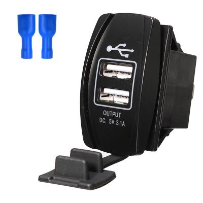 China Hot Sale DC12-24V 5V3.1A Dual USB Smart Watch Waterproof Car Charger With Lamp for sale