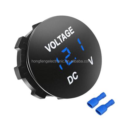 China Universal For All Cars Motorboat Motorcycle DC5V-48V LED Panel Voltmeter Tester Display Mini Round Waterproof Digital Voltmeter for sale