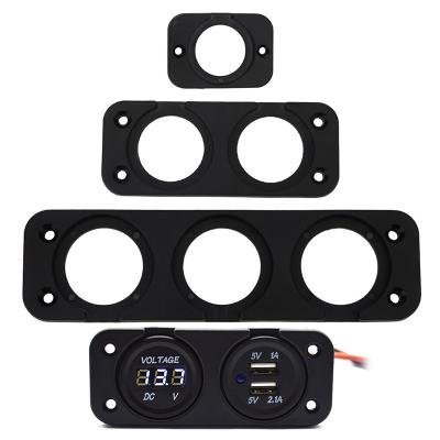 China Lighter Plate Automotive Cigarette Holder Voltmeter Spare Parts Bracket For Boat Motorcycle 1/2/3/4 Hole Car Panel USB Charger Switch for sale