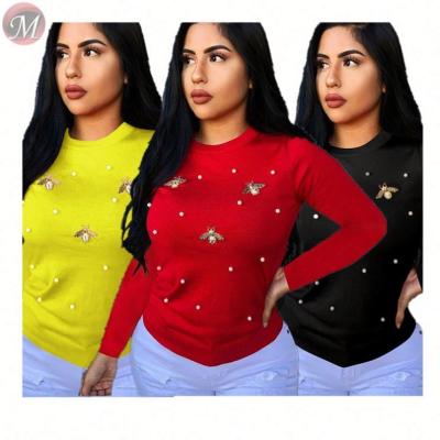 China Anti-pilling ONLY autumn and winter long sleeve fashionable solid beading women's upper clothing casual blouse for sale