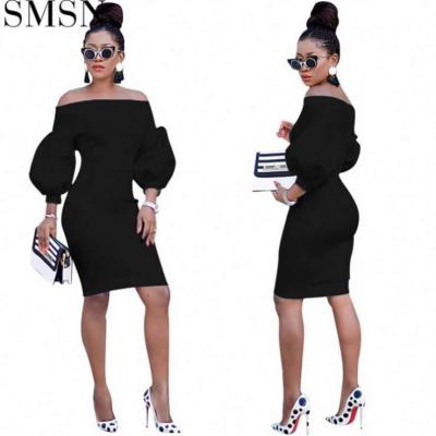 China Good Quality Solid Color Bodycon Anti-Static Strapless Female Wears 2021 Elegant Women's Dresses Woman Autumn Dress for sale