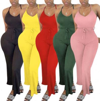 China The ONLY Anti-wrinkle spaghetti ties summer rompers one-piece women's overalls solid color overalls for sale