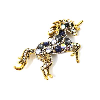 China 00354-3 Alloy Retro Rhinestone DIY Animal Brooch Pin Fancy Colorful Horse for sale