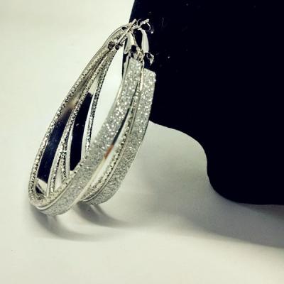 China New Design 00442-11 Cute Earring Hot Sale Antique Style Frosted Big Ring Circle Earring for sale