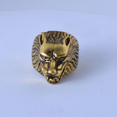 China FASHIONABLE craft men's stainless steel gold lion head boy hip hop cool punk ring gift 00465-19 for sale