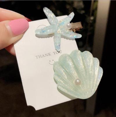 China 20207-1 soft NEW! Pure Cute Girls Marine Shell Starfish Duckbill Clip Fashion Aesthetic Hairpins for sale