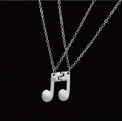 China Hiphop 00290-11 Rap Hip Hop Notes Pendant Necklace Black Gold Silver Music Necklace Party Club for sale